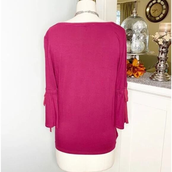 WHBM pink berry bell tie-sleeve blouse size S - Picture 5 of 6